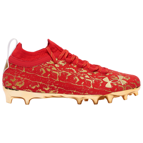 Under Armour Spotlight Lux Suede 2.0 - Men's Molded Cleats Shoes - Red / Red / Metallic Gold - 3024251-600