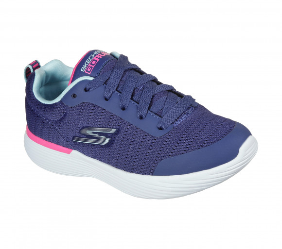 Skechers Girls GOrun 400 V2 - Basic Edge Sneaker in Navy Blue/Pink - 302428L