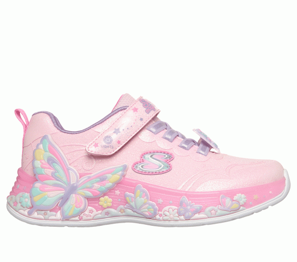 Skechers Girls S-Lights: Butterfly Bliss Sneaker in Light Pink - 303065C