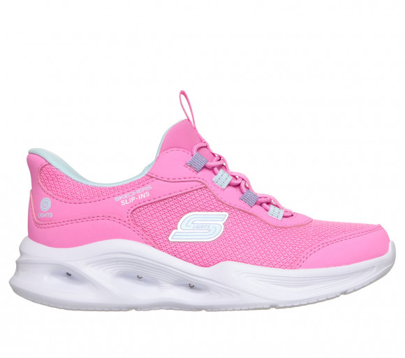 Skechers Girls Slip-ins S-Lights: Sola Glow - Neon Dash Sneaker in Pink - 303727C