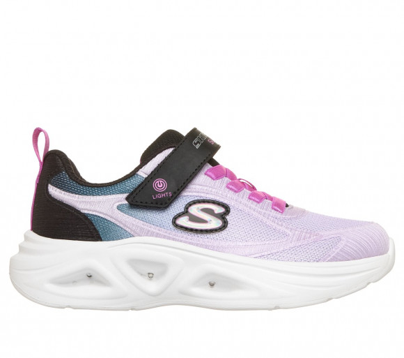 Skechers Girls S-Lights: Sola Glow 2.0 - Dazzle Steps Sneaker in Black/Lavender - 303729C