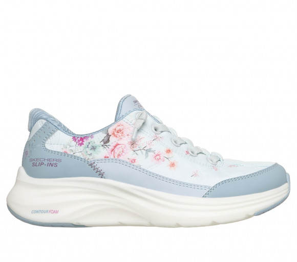 Skechers Bambina Slip-ins: Contour Foam - Cozy Fit Gentle Bloom Sneaker in Blu, Taglia 32, Lavabile in lavatrice - 304104L