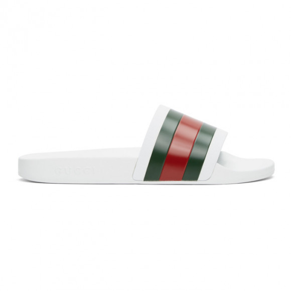 Gucci White Pursuit Slides - 308234-GIB10