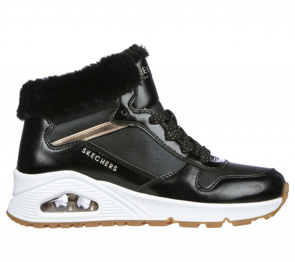 Skechers Girls Uno - Cosy On Air Boots in Black/Rose Gold - 310518L