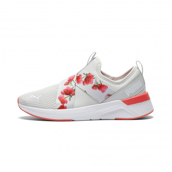 PUMA SOFTRIDE Harli Slip-On Floral Sneakers Women in Feather Grey/Peach Frost/White - 313039_01