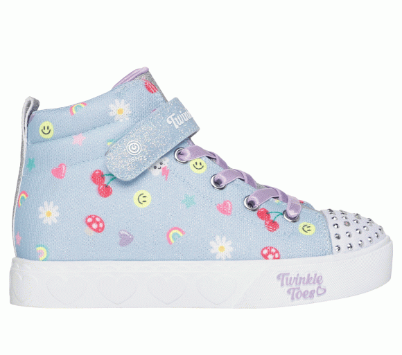 Skechers Girls Twinkle Toes: Heart Steps - Icon Party Sneaker in Light Blue - 314622L