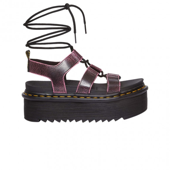 Dr. Martens Wmns Nartilla Distressed Leather Platform Gladiator Sandal 'Black Fondant Pink' | Women's Size 8.5 - 31540379