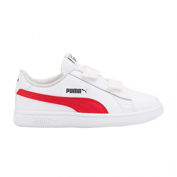 Puma Smash v2 Leather Little Kid 'White High Risk Red' | Kid's Size 12 - 365173-34