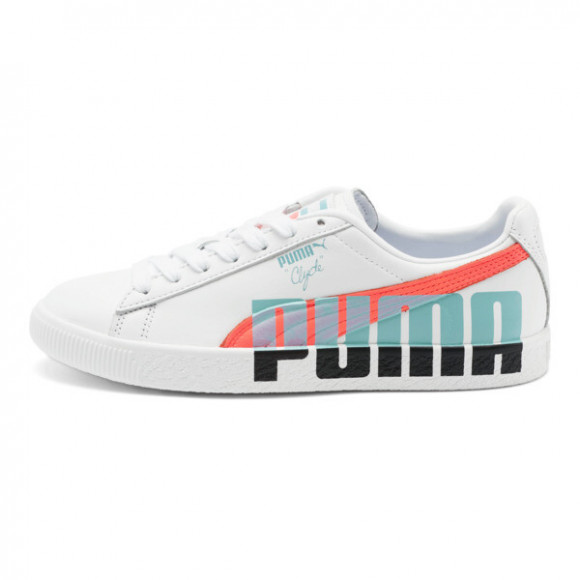 PUMA Clyde Logo Women's Sneakers in White/Pink Alert - 371811_02