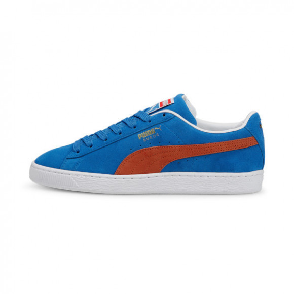 blue and orange puma suede