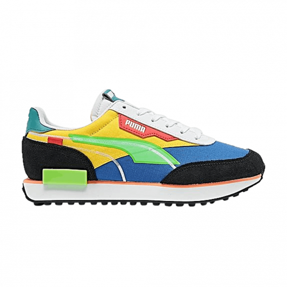 Puma X First Mile Future Rider Sneakers In Black Intense Blue Twofold Big Kid Blue Yellow