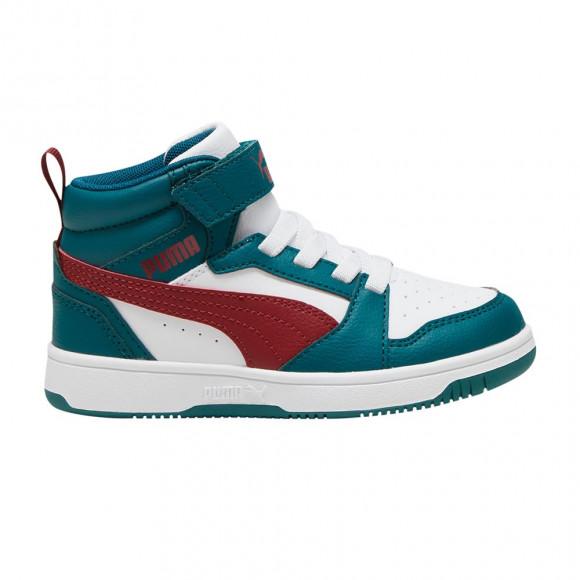 Puma Rebound V6 Mid Little Kid 'Cold Green Intense Red' | Teal | Kid's Size 11 - 393832-18