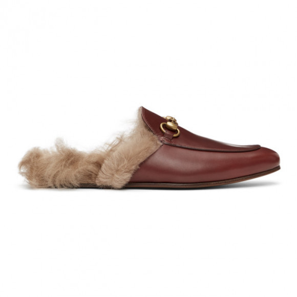 Gucci Burgundy Princetown Loafers - 397647-1M060