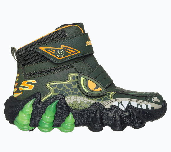 Skechers Bambino S-Lights: Skech-O-Saurus Lights 2.0 - Arctic Dino Sneaker in Oliva, Taglia 32 - 400122C