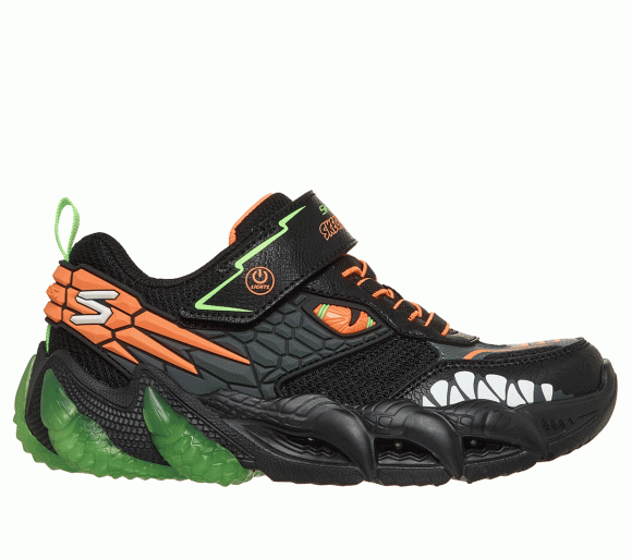 Skechers Boy's Skech-O-Saurus Light 3.0 Sneaker in Black/Lime - 400175C