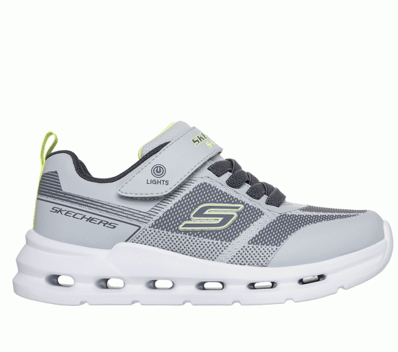 Skechers Boy's S-Lights: Glide-Step Lights Sneaker in Gray/Lime - 400240C