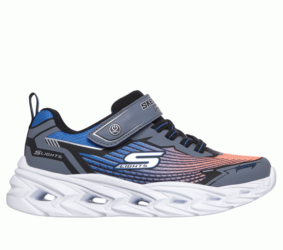 Skechers Boy's S-Lights: Vortex 3.0 Sneaker in Black/Blue/Orange - 400590C