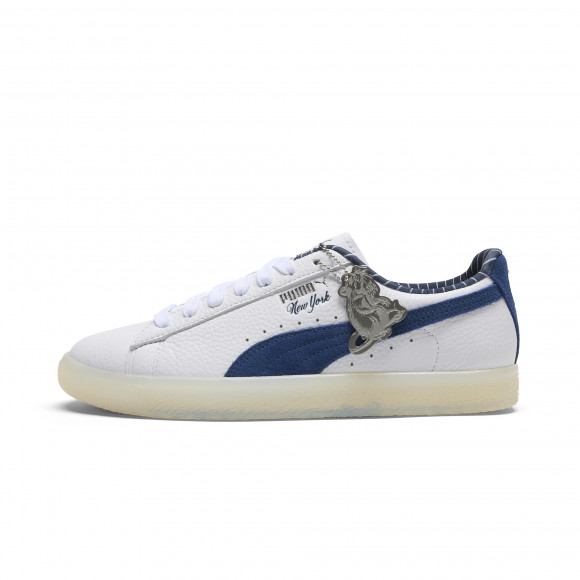 PUMA Clyde Graffiti Flagship Unisex Shoes in White/Persian Blue - 404547_01