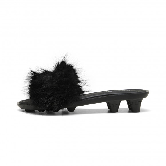 FENTY x PUMA Women's Chic Fur Slides in Black - 404768_02