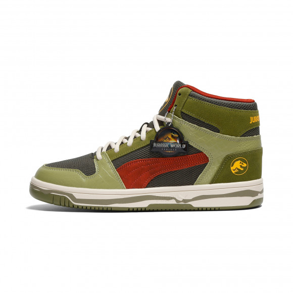 PUMA x JURASSIC WORLD Rebound Layup Men's Mid-Top Sneakers in Green - 406376_01