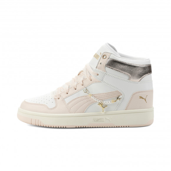 PUMA Rebound Layup Pearls Women's Mid-Top Sneakers in White - 406554_01