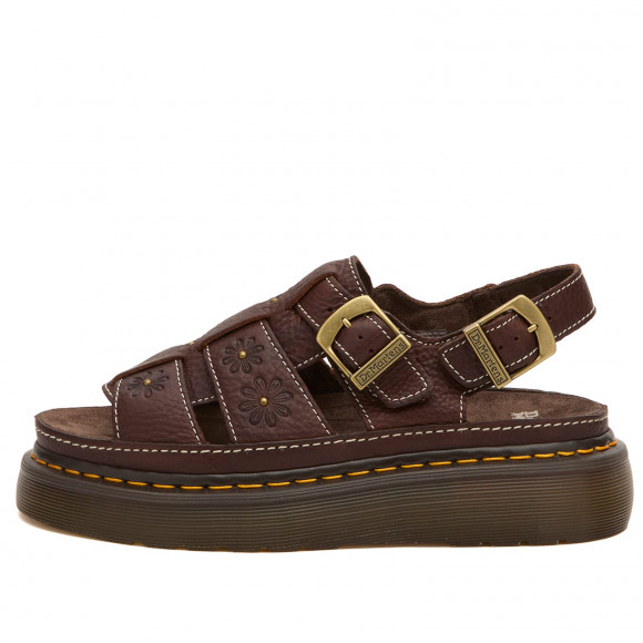 Dr. Martens Women's Wrenlie Open FL Sandal in Dark Brown Grizzly - 42339200