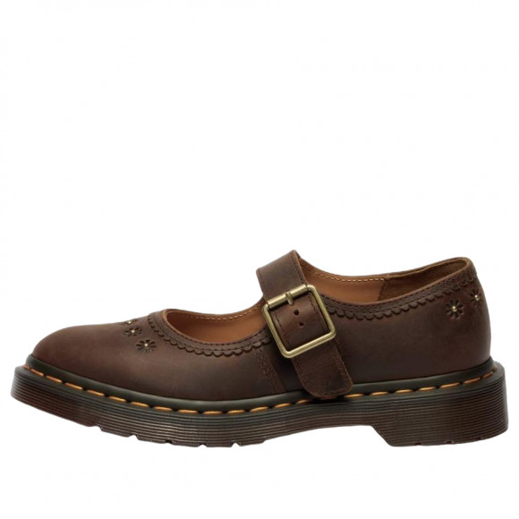 (WMNS) Dr. Martens Mary Jane Flower Shoes 'Dark Brown' 42391200 - 42391200