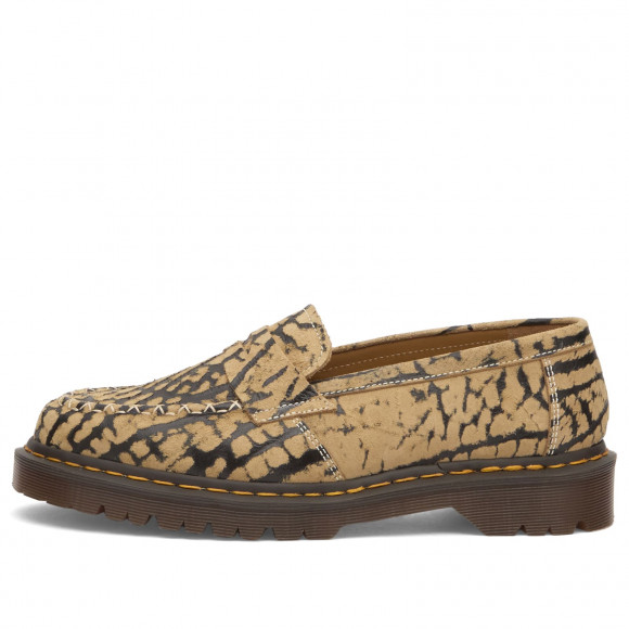 Dr. Martens Men's Delapre Penny Loafer Loafer Teak/Black Wild Emboss Suede - 42707200-NEU