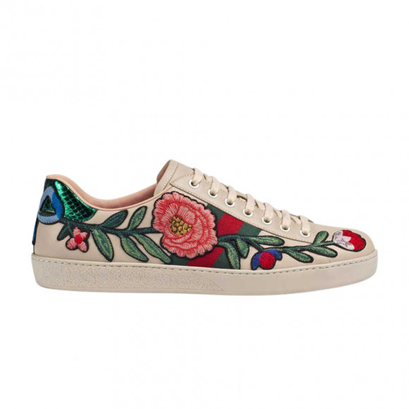 Gucci Ace Embroidered 'Floral' | Cream | Men's Size 7.5 - 440659-A38G0-9081
