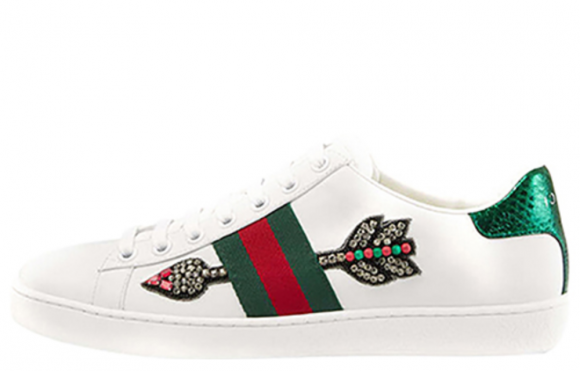 Gucci Womens WMNS Ace Embroidered 'Arrow' White Leather Sneakers/Shoes 454551-A38G0-9064 - 454551-A38G0-9064