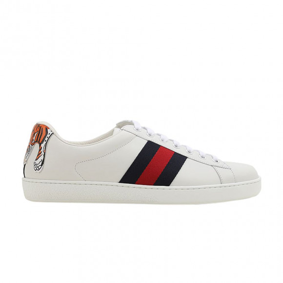 Gucci Ace Vintage Web Lace-Up 'Tiger Patch' | White | Men's Size 8.5 - 456229-A38D0-9072
