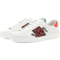 Gucci New Ace Men's Snake Sneakers, White