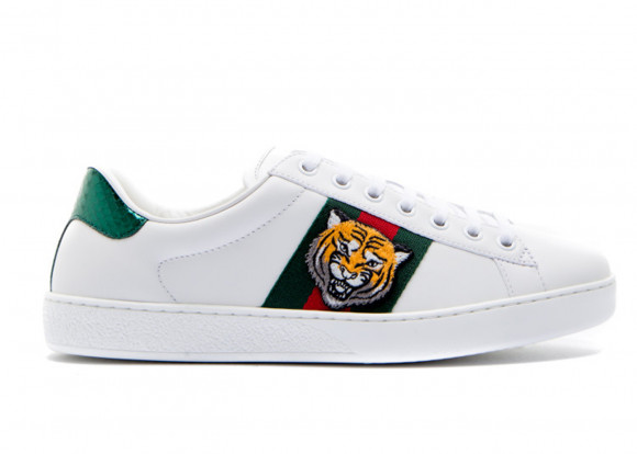 GUCCI Ace Embroidered 'Tiger' White/Green/Red Shoes (Low Tops/Embroidery/Skate) 457132-02JP0-9064 - 457132-02JP0-9064