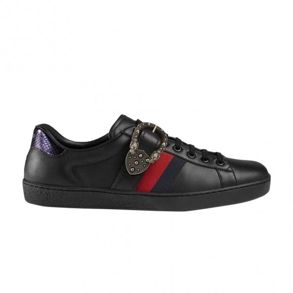 Gucci Ace Low 'Dionysus Buckle - Black' | Men's Size 6.5 - 472934-DOPP0-1078