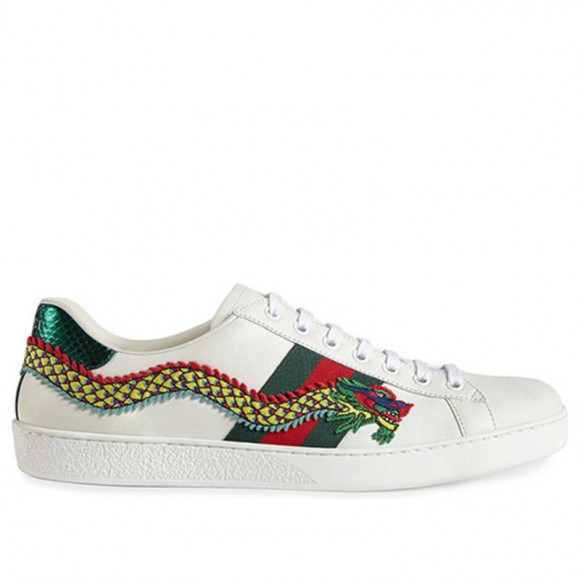 Gucci Ace Embroidered 'Dragon' White Sneakers/Shoes 473764-A38G0-9064 - 473764-A38G0-9064