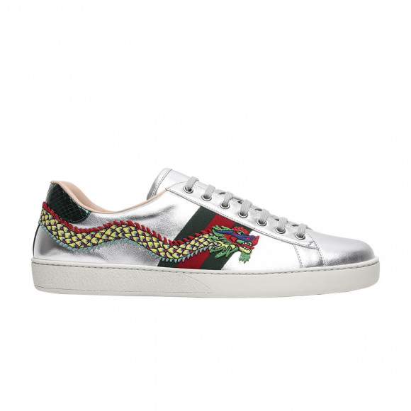 Gucci Ace Embroidered 'Silver Dragon' | Men's Size 7.5 - 473765-DMKE0-8169