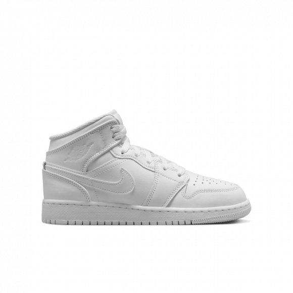 Jordan 1 Mid Older Kids' Shoes - White - 554725-136