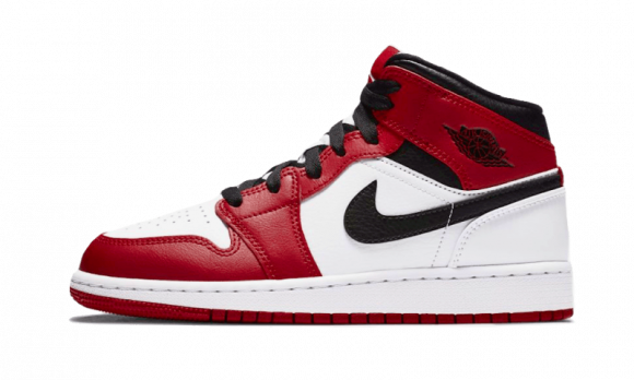 Boys Jordan Jordan AJ 1 Mid - Boys' Grade School Shoe White/Gym Red/Black Size 06.5 - 554725-173