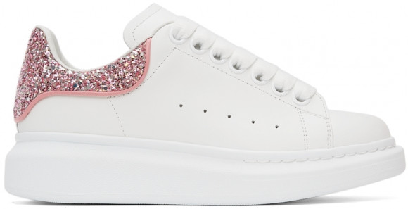 Alexander McQueen White & Pink Glitter Oversized Sneakers - 558945WIAFF