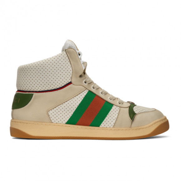 Gucci White Screener High-Top Sneakers - 563485-0YI30