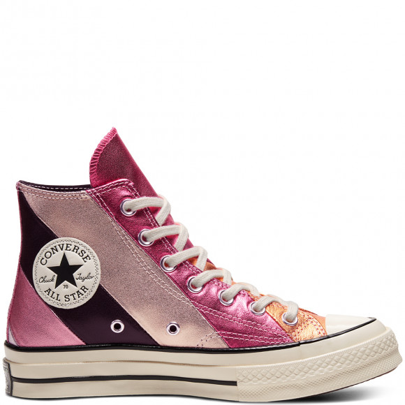Converse Womens WMNS Chuck 70 Hi 'Metallic Rainbow' Pink/Egret/Multicolor Canvas Shoes/Sneakers 565866C - 565866C