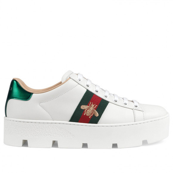 Gucci Womens WMNS Ace Embroidered Platform 'White' White Sneakers/Shoes 577573-DOPE0-9064 - 577573-DOPE0-9064