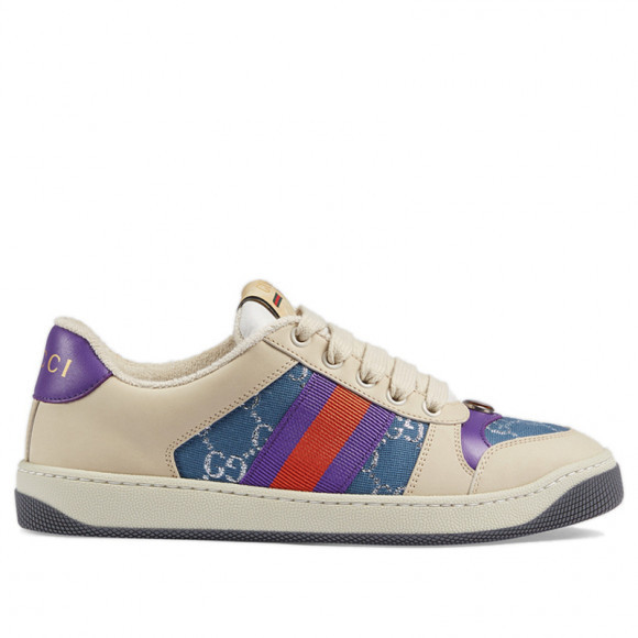 Gucci Womens WMNS Screener Blue GG Lame Blue/Ivory/Silver Sneakers/Shoes 577684-2C830-4690 - 577684-2C830-4690