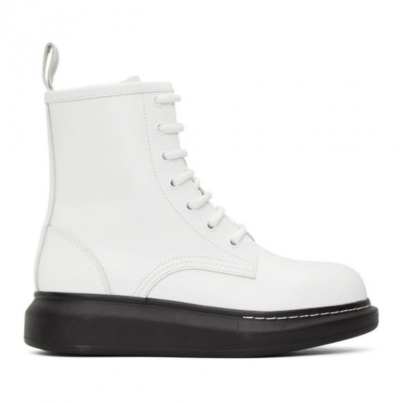 Alexander McQueen White Hybrid Lace-Up Boots - 586394WHX50