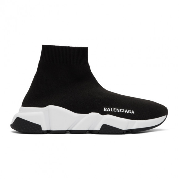 Balenciaga Black and White Speed Sneakers - 587280-W05G9