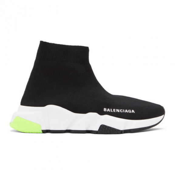 Balenciaga Black and Yellow Speed Sneakers - 587280-W2DBD