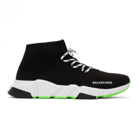 Balenciaga Black Lace-Up Speed Sneakers - 587289-W1704
