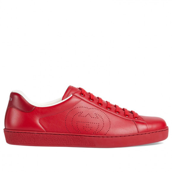 Gucci Ace 'Interlocking G - Hibiscus Red' Hibiscus Red Sneakers/Shoes 599147-AYO70-6463 - 599147-AYO70-6463