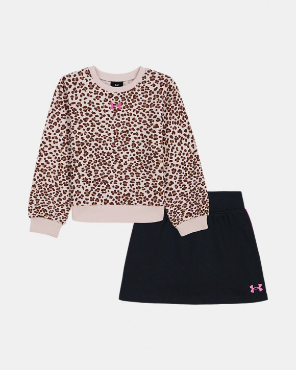 UA Rival Printed Stretch Little Girls' Crew & Skort Set - 6019772-675