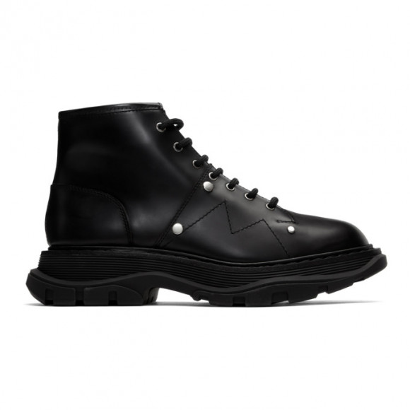 Alexander McQueen Black Tread Lace-Up Boots - 604253WHQS0